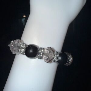 Elegant Black and Silver Beaded Bracelet